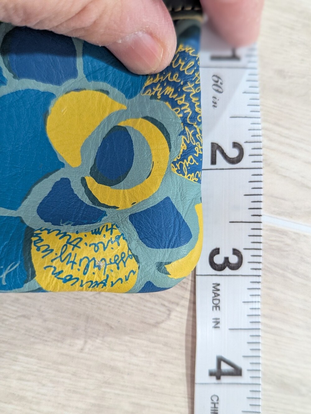Fossil Leather Wallet Green Blue Yellow Floral Leaves Pattern *NWOT - Picture 12 of 13
